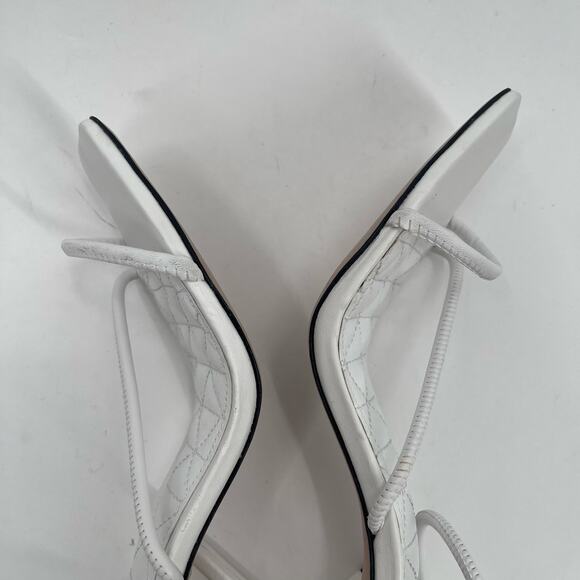 SCHUTZ Gaiah Heels Size 11 White Strappy High Heel Bungee Cord Stretch Stiletto - Picture 7 of 12